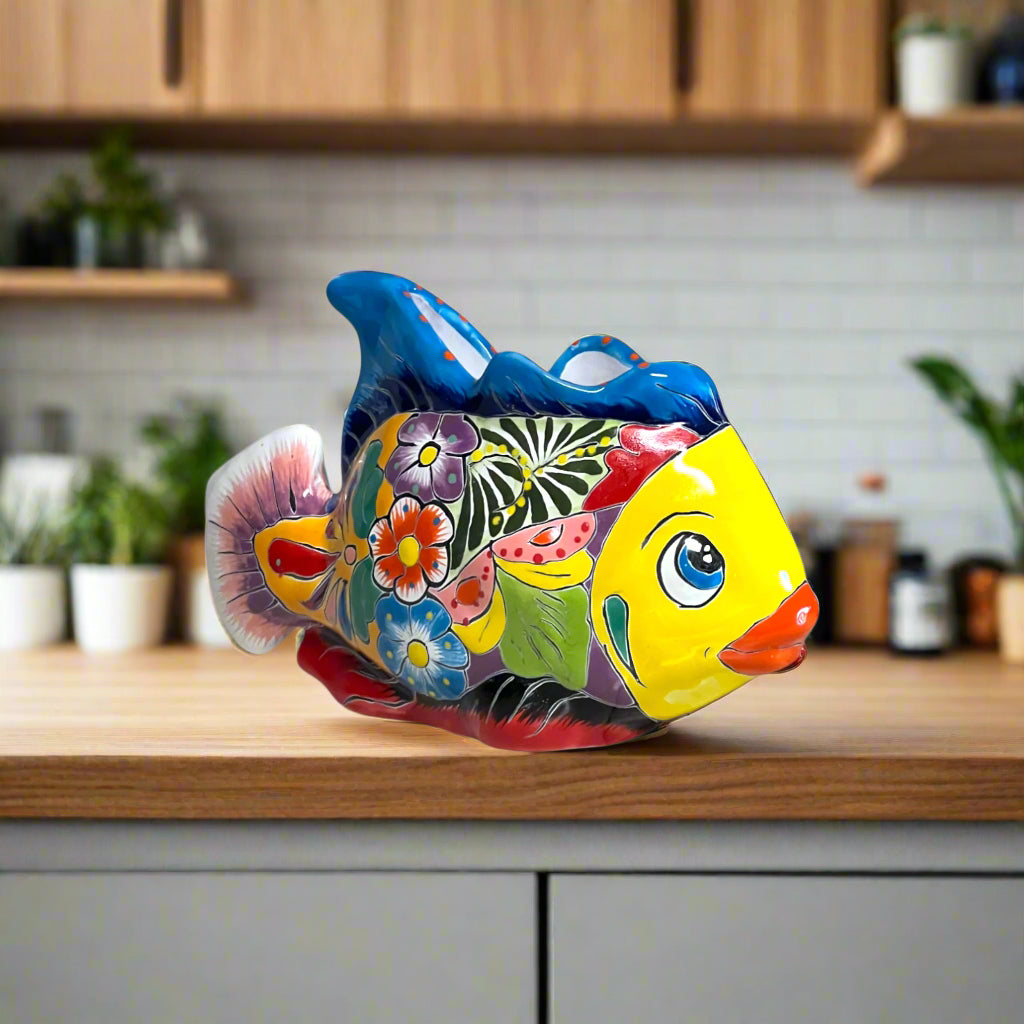 Talavera Fish Planter | Hand-Painted Colorful Mexican Pottery